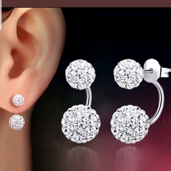 Jewelry - NIB Double glittering rhinestone ball earrings